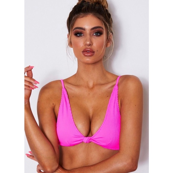 White Fox Swim Hacienda Top in Neon Pink Rib - Picture 1 of 2